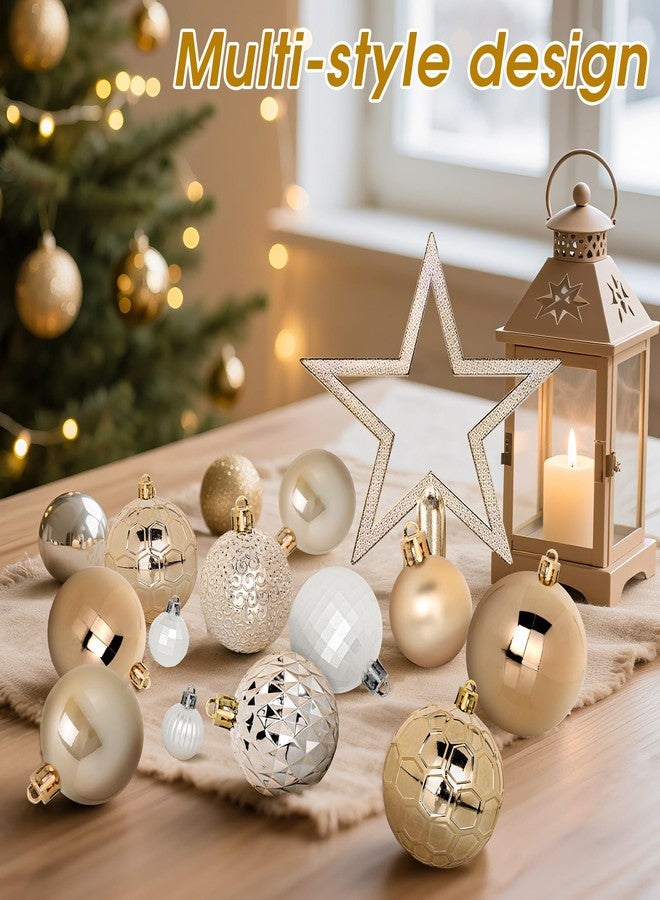 TranquilBliss 50 Pcs Christmas Ornaments Set with Strings, Christmas Ball Ornaments Set with Hanging Strings, Shatterproof Christmas Decorations Ornaments for Xmas Tree (Deep Champagne) - Image 5